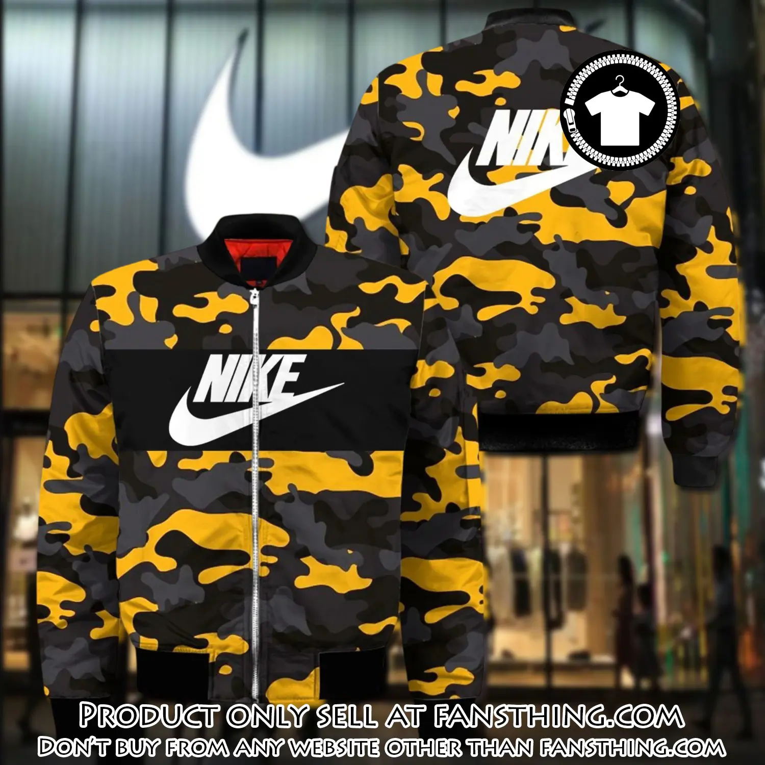 Nike yellow camo luxury brand premium bomber jacket clothing outfit for men women fst5008620